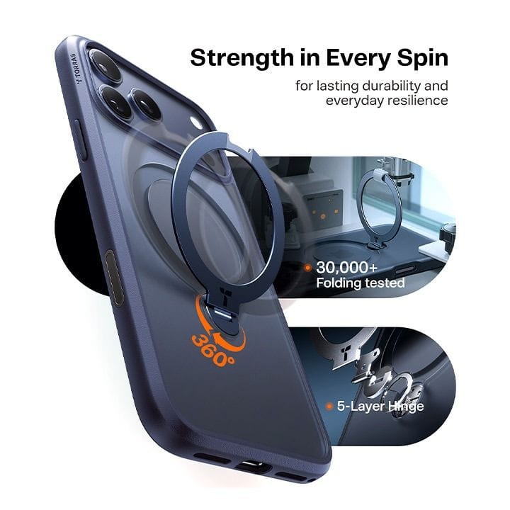 Torras Ostand Spin Series Mobile Case for iPhone 17 Pro - Midnight Blue | X00FX2578