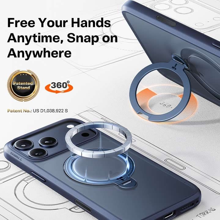 Torras Ostand Spin Series Mobile Case for iPhone 17 Pro - Midnight Blue | X00FX2578