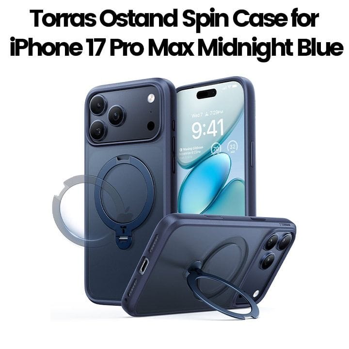 Torras Ostand Spin Series Mobile Case for iPhone 17 Pro Max - Midnight Blue | X00FX2579