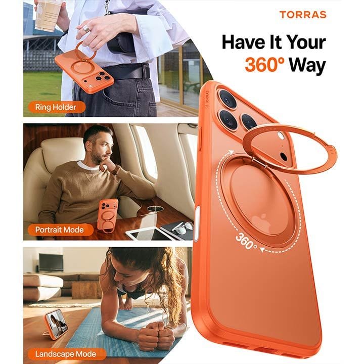 Torras Ostand Pro Series Mobile Case for iPhone 17 Pro Max - Energy Orange | X00FX2587