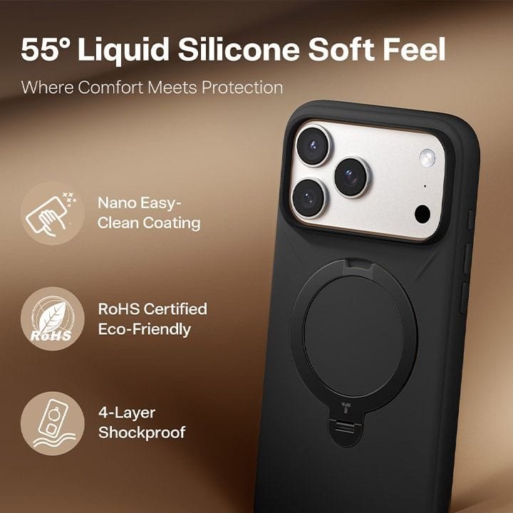 Torras QPro Silicone Mobile Case for iPhone 17 Pro Max - Obsidian Black | X00FX2591