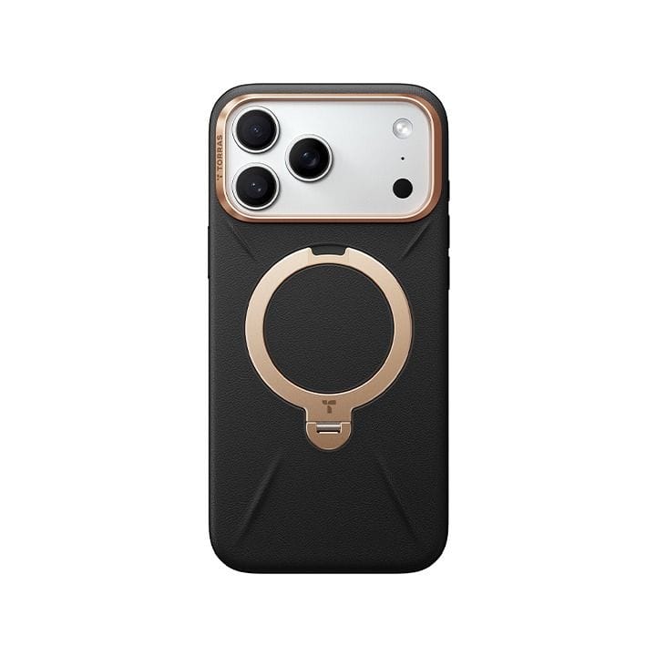 Torras QPro Leather Mobile Case for iPhone 17 Pro - Ivory Black | X00FX2601