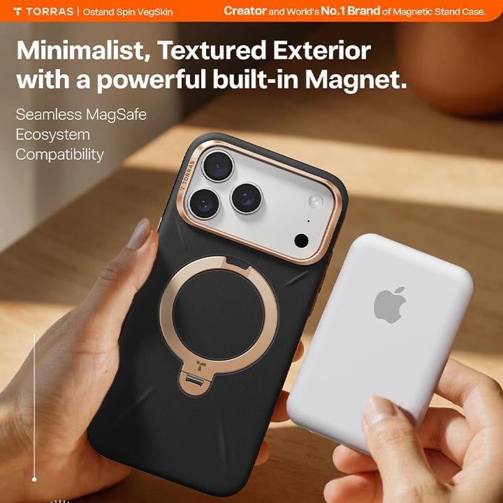 Torras QPro Leather Mobile Case for iPhone 17 Pro - Ivory Black | X00FX2601