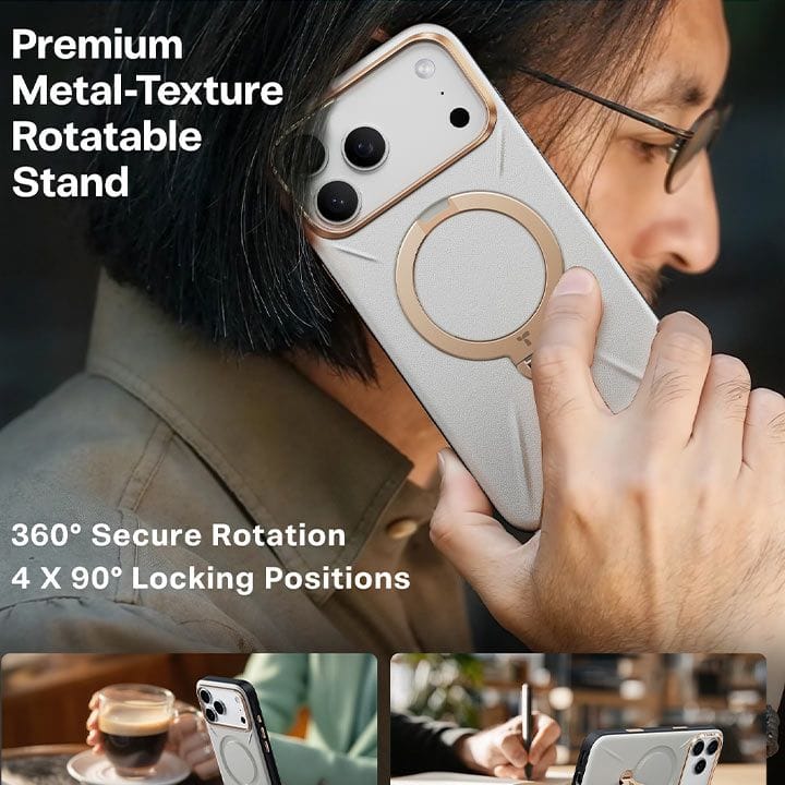 Torras QPro Leather Mobile Case for iPhone 17 Pro - Pearl Grey| X00FX2602