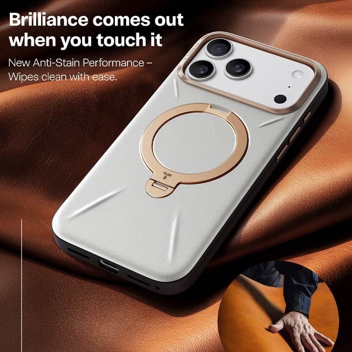 Torras QPro Leather Mobile Case for iPhone 17 Pro - Pearl Grey| X00FX2602
