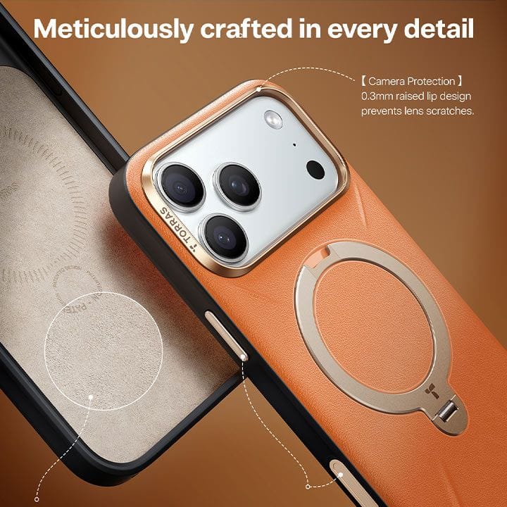 Torras QPro Leather Mobile Case for iPhone 17 Pro Max - Torocco Orange| X00FX2605