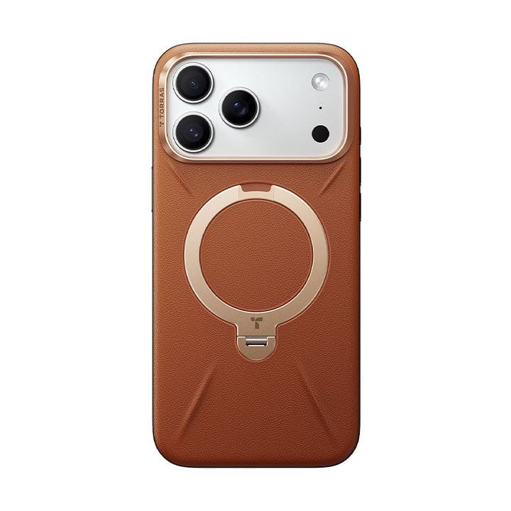 Torras QPro Leather Mobile Case for iPhone 17 Pro - Amber Brown| X00FX2606