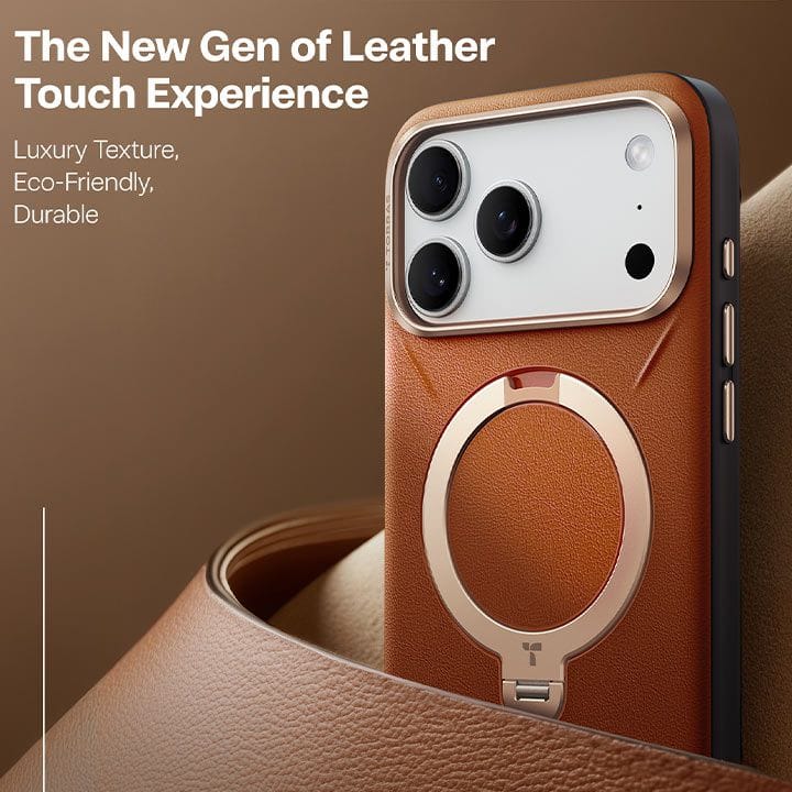 Torras QPro Leather Mobile Case for iPhone 17 Pro - Amber Brown| X00FX2606