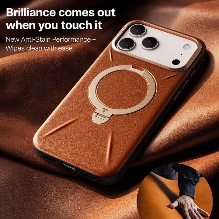 Torras QPro Leather Mobile Case for iPhone 17 Pro - Amber Brown| X00FX2606