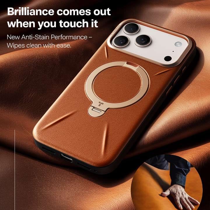 Torras QPro Leather Mobile Case for iPhone 17 Pro Max - Amber Brown| X00FX2607