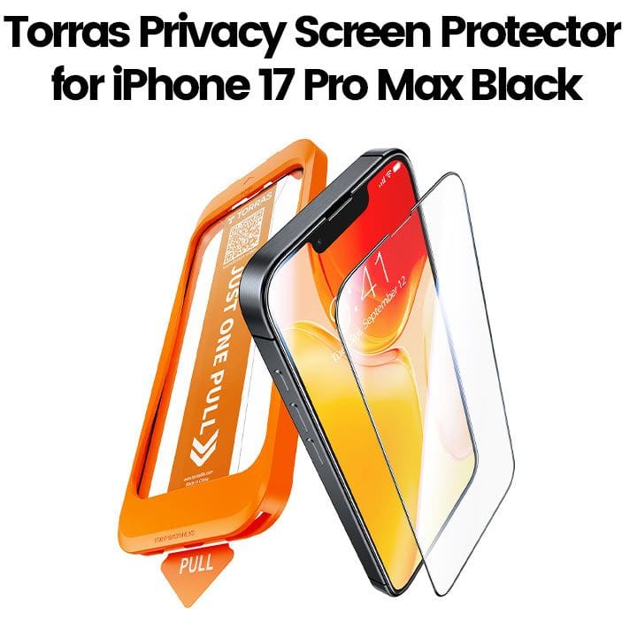 Torras Install Master Privacy Series Screen Protector for iPhone 17 Pro Max - Black | X00FX2627