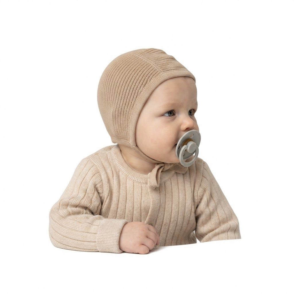 BIBS De Lux Pacifiers Size 1 0-3 Years 2 Pack, Soothing Silicone Nipple, Anatomical Shape, Lightweight And Breathable Design - Vanilla/Peach