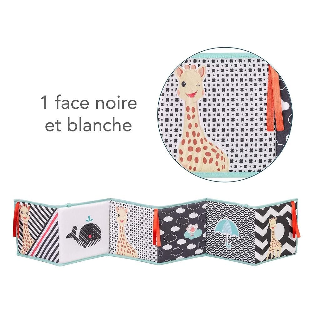 Sophie La Girafe 3 In 1 Foldable Soft Sensory Baby Book 0+ Monthss, Fresh Touch Collection, 2 Sided Black And White - Multicolour