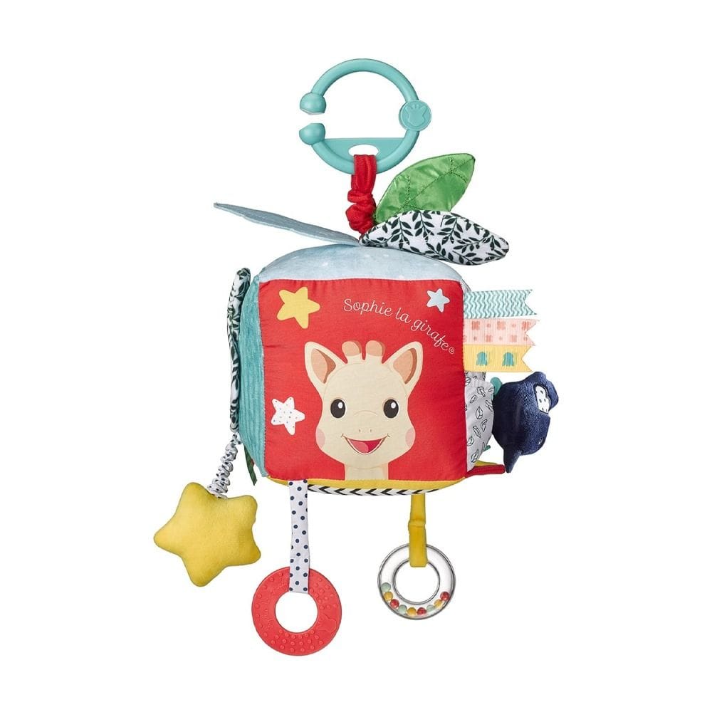 Sophie La Girafe Sensory Cube Hanging 3+ Monthss, Multi-sensory Toy, Develops Motor Skills, Fresh Touch Collection, Soft And Lightweight - Multicolour