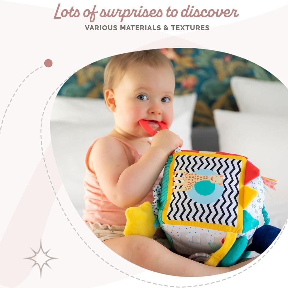 Sophie La Girafe Sensory Cube Hanging 3+ Monthss, Multi-sensory Toy, Develops Motor Skills, Fresh Touch Collection, Soft And Lightweight - Multicolour