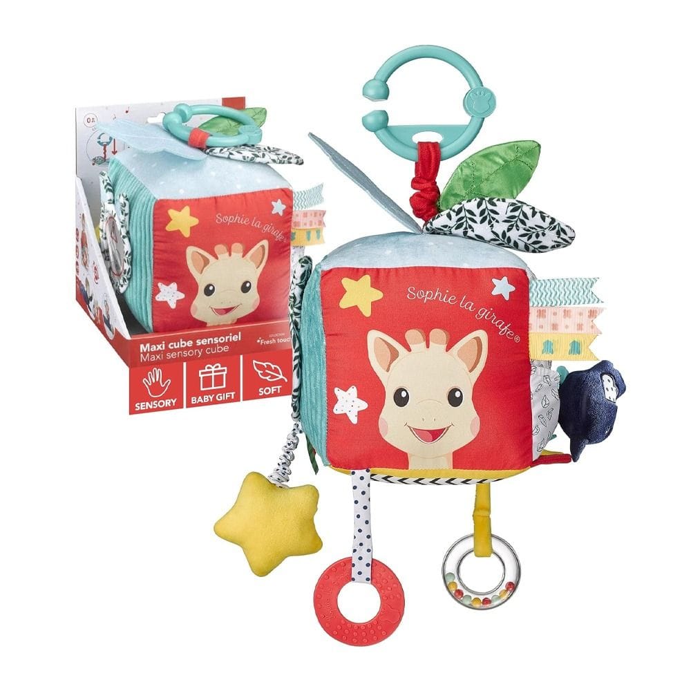 Sophie La Girafe Sensory Cube Hanging 3+ Monthss, Multi-sensory Toy, Develops Motor Skills, Fresh Touch Collection, Soft And Lightweight - Multicolour