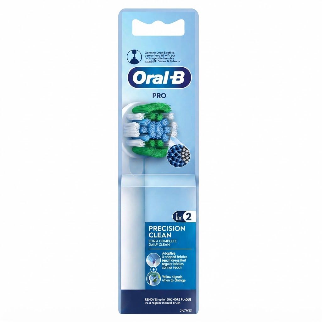 Oral-B Precision Clean Replacement Toothbrush Heads, White, 2-Count - Superior Plaque Removal
