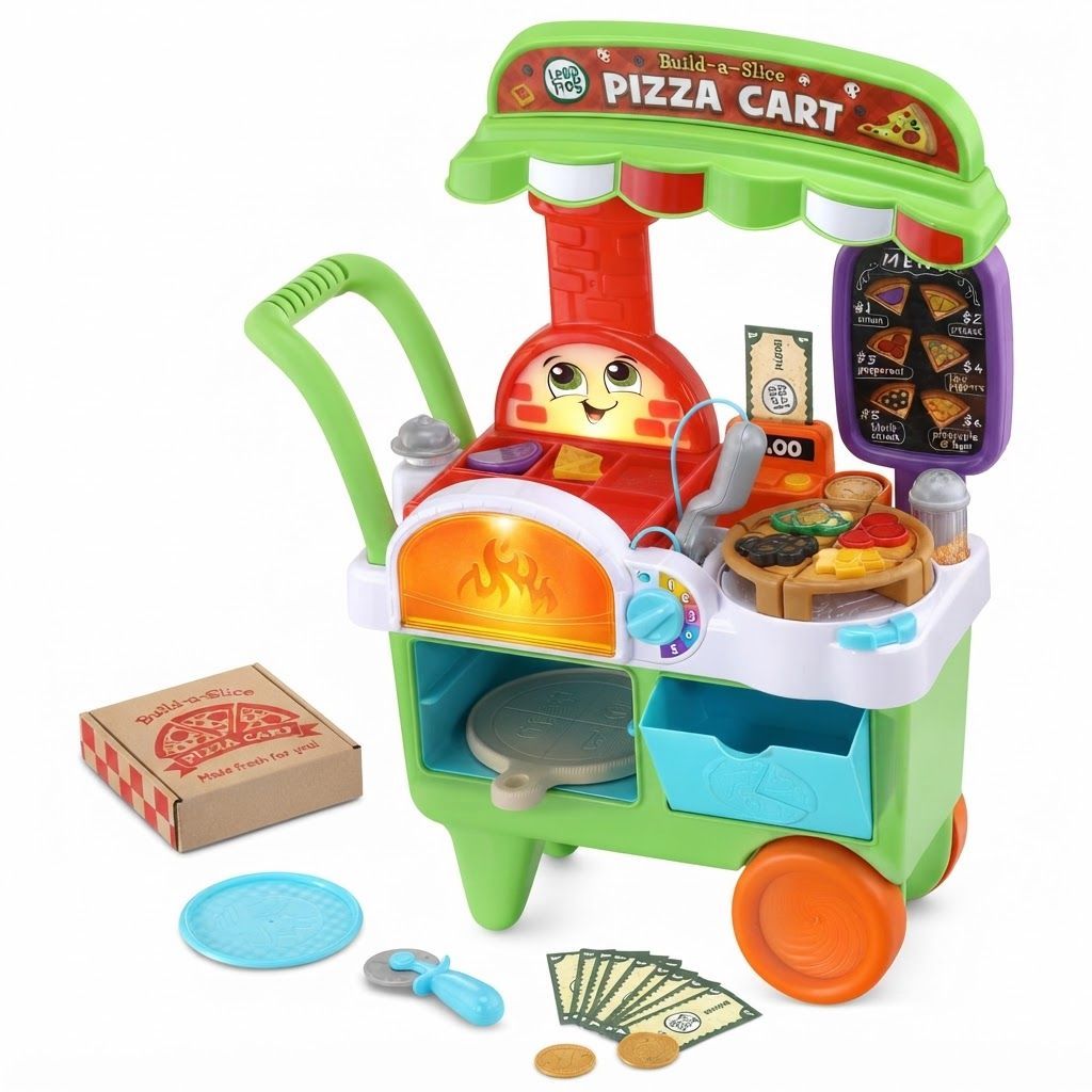 LeapFrog Build-a-Slice Pizza Cart - Educational Interactive Pretend Play Food Set