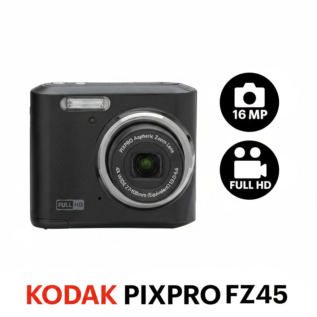 Kodak PIXPRO FZ45 Digital Camera 16MP with 4X Optical Zoom, 27mm Wide-Angle Lens, 1080p Full HD Video & 2.7-Inch LCD Screen | Black