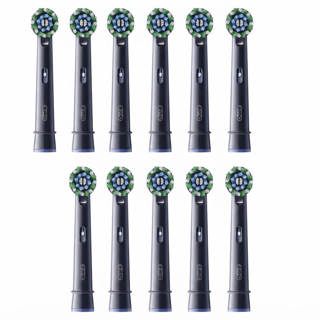 Oral-B Pro Cross Action Replacement Brush Heads, Black, 10-Pack - Precision Angled Bristles