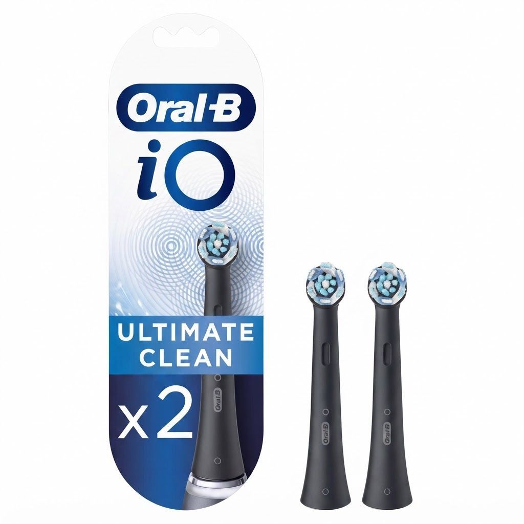 Oral-B iO Ultimate Clean Replacement Electric Toothbrush Heads, Black, 2-Pack - Twisted & Angled