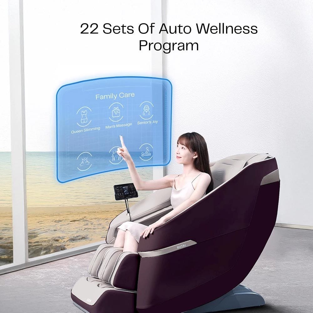 Rotai A36 MAX Massage Chair, 3D Massage Technology, Ergonomic Design, Adjustable Heat and Air Pressure - Magenta