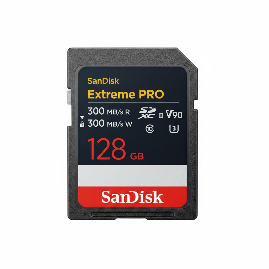 SanDisk Extreme PRO 128GB SDXC Memory Card, V90, UHS-II, 8K Video, SDSDXDM-128G-GN4IN - Black