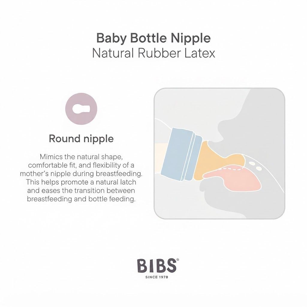 BIBS Round Nipple Latex Baby Bottle 2+ Months 270ml 2 Pack, Medium-Flow Nipple, Slim Shape And Light Design, Lightweight And Easy To Clean - Ivory