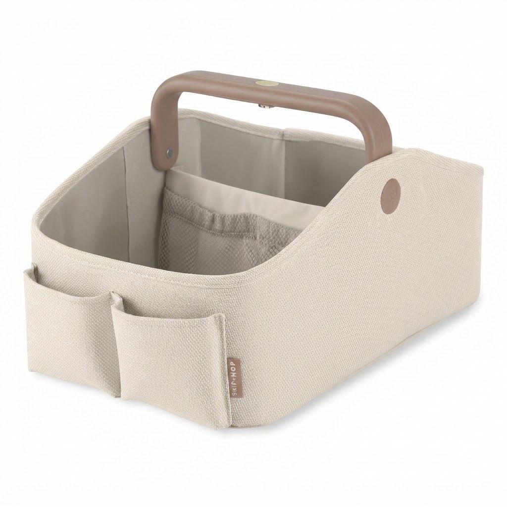 Skip Hop Light Up Diaper Caddy, Easy-Grip Handle With Soft Light, Customizable Interior Layout, Smart Pocket Storage Design - Oat