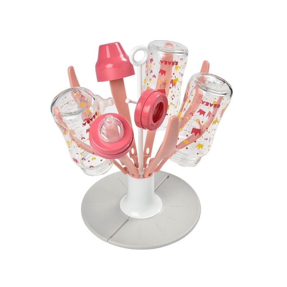 Beaba Flower Foldable Draining Rack, Space-Saving, Easy To Fold, Baby Feeding Essentials, Compact And Transportable - Pink