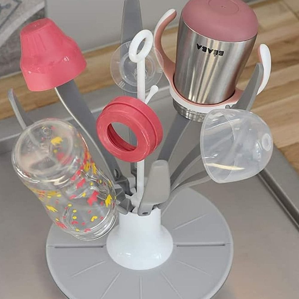 Beaba Flower Foldable Draining Rack, Space-Saving, Easy To Fold, Baby Feeding Essentials, Compact And Transportable - Gray