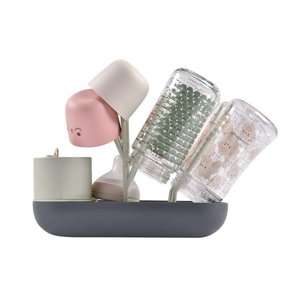 Beaba Forest Draining Rack, Optimized Water Drainage, Holds Up To 6 Bottles, Hygienic And Convenient, Compact And Portable Design - Misty/Mineral