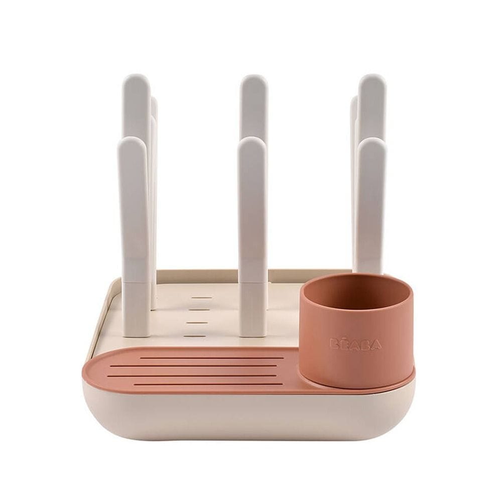 Beaba Forest Draining Rack, Optimized Water Drainage, Holds Up To 6 Bottles, Hygienic And Convenient, Compact And Portable Design - Terracotta/Clay