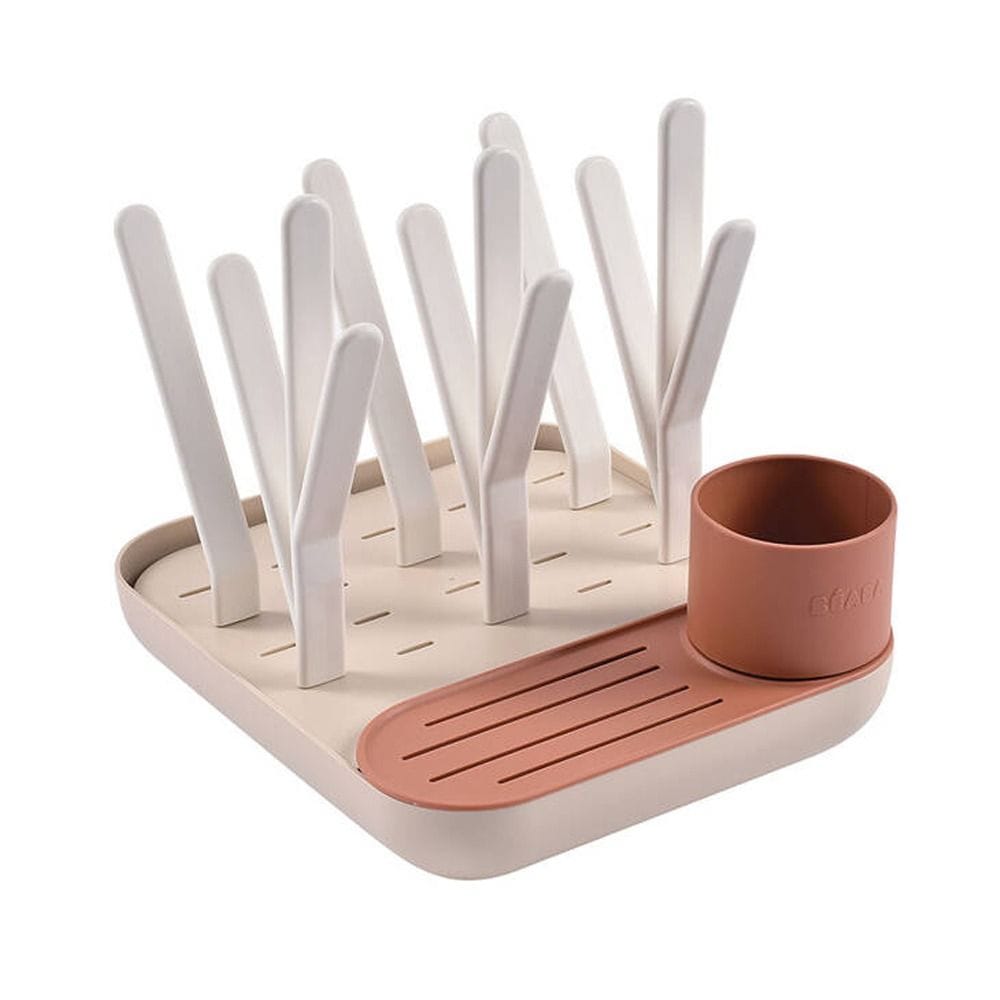 Beaba Forest Draining Rack, Optimized Water Drainage, Holds Up To 6 Bottles, Hygienic And Convenient, Compact And Portable Design - Terracotta/Clay
