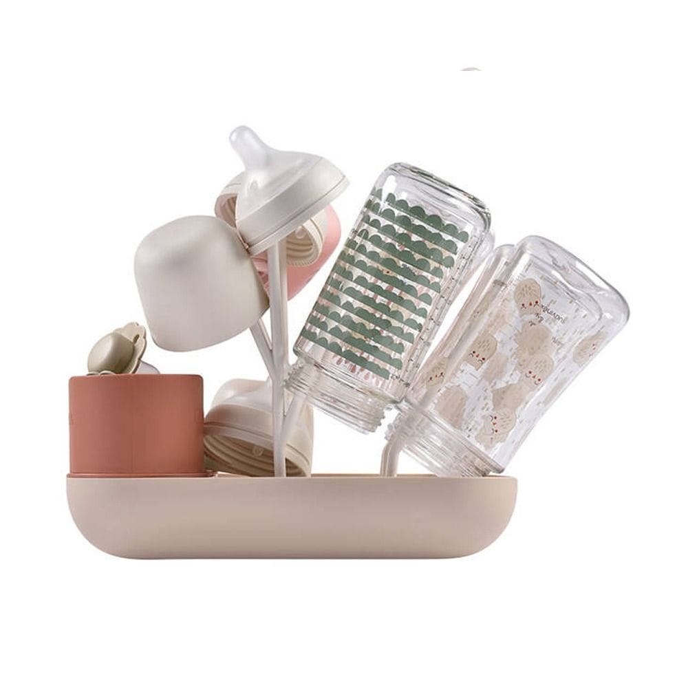 Beaba Forest Draining Rack, Optimized Water Drainage, Holds Up To 6 Bottles, Hygienic And Convenient, Compact And Portable Design - Terracotta/Clay
