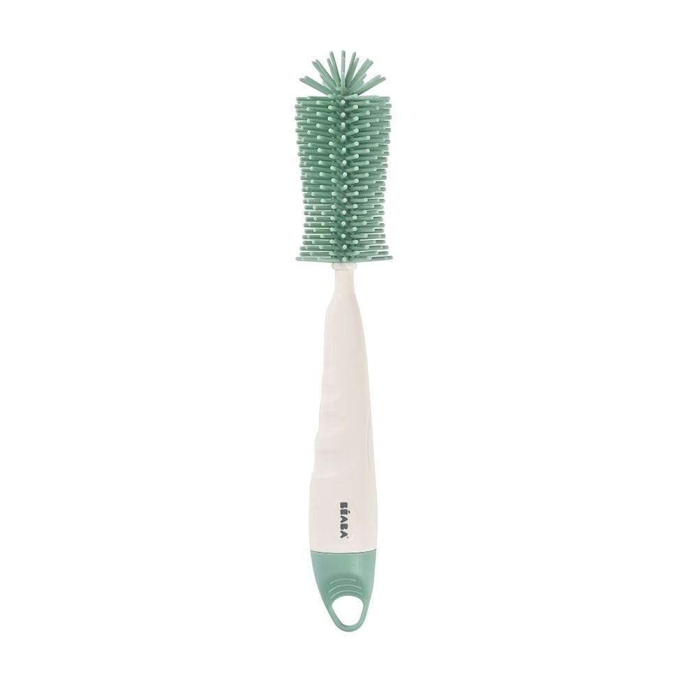 Beaba Silicone Bottle Brush, Built-In Mini Brush Tip, Dishwasher Safe, Prevents Scratches, Comfortable And Practical Handle - Sage Green