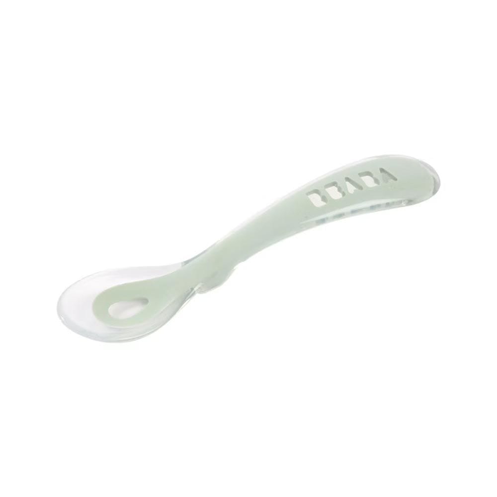 Beaba 2nd Stage Silicone Spoon, Soft And Flexible Material, BPA Lead And Phthalate Free, Rounded Shape Designed - Misty Green