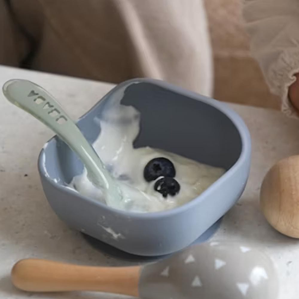 Beaba 2nd Stage Silicone Spoon, Soft And Flexible Material, BPA Lead And Phthalate Free, Rounded Shape Designed - Misty Green