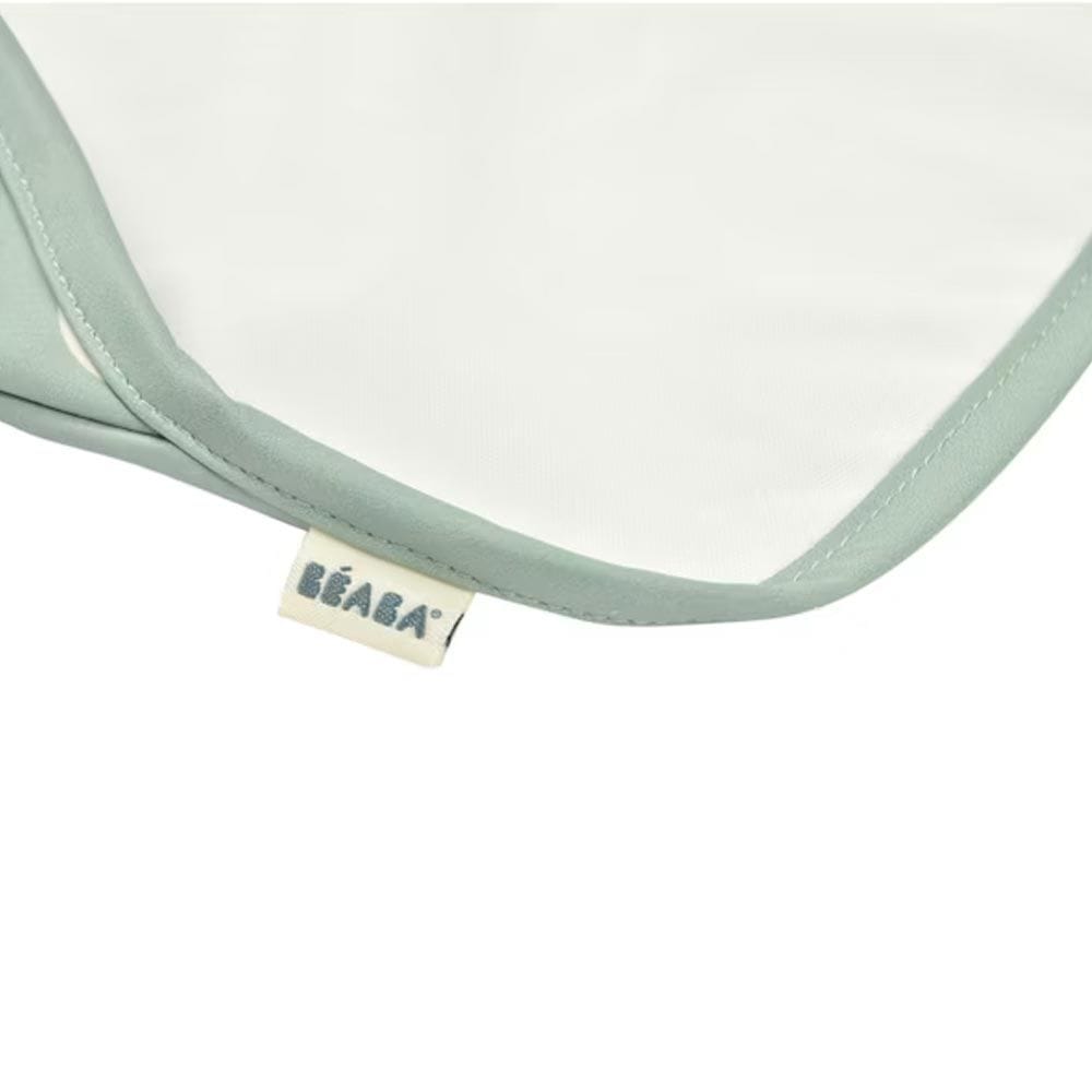 Beaba 2 In 1 Bib With Removable Sleeve, Soft And Lightweight Material, Foldable Recovery Pocket, Full-Sleeved For Maximum Protection - Sage Green