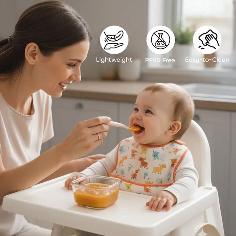 Beaba Silicone Pre-Spoons 4+ Months Set of 2, Grip Optimization, Gentle On Gums, Round Ergonomic Handle - Cotton Candy/Sorbet