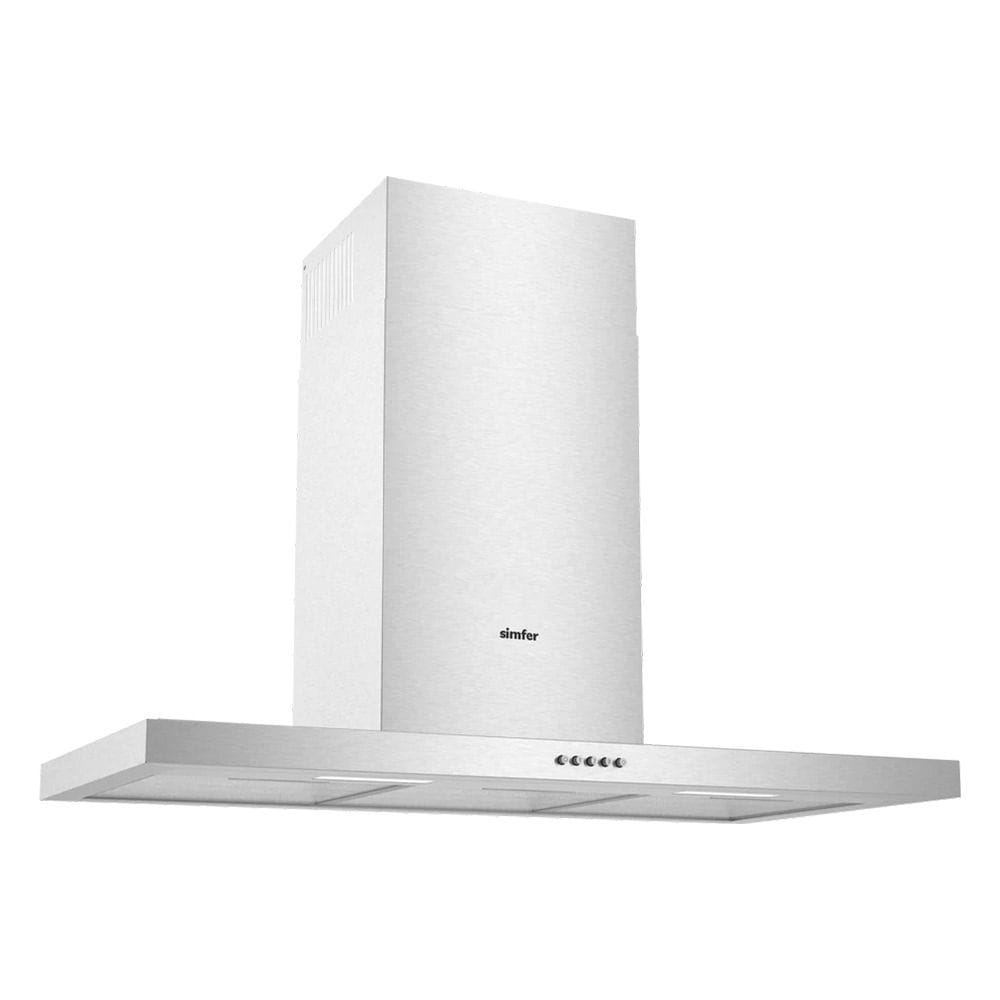 Simfer 90cm Wall-Mounted Cooker Hood, 3 Speed Settings, Powerful Kitchen Ventilation, Modern Chimney Design | Silver - SMF8933