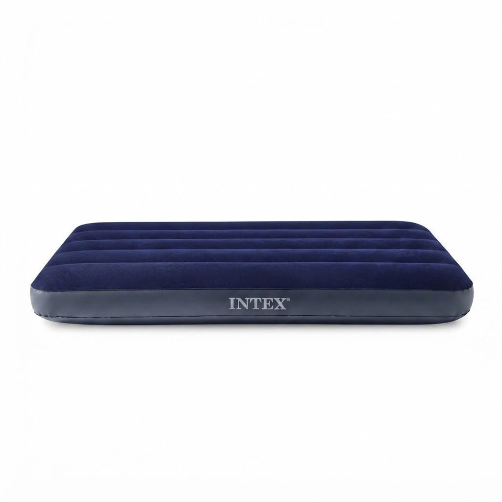 Intex Dura-Beam Classic Downy Airbed, 25cm High Inflatable Mattress, Waterproof Flocked Top, Fiber-Tech Technology, Blue