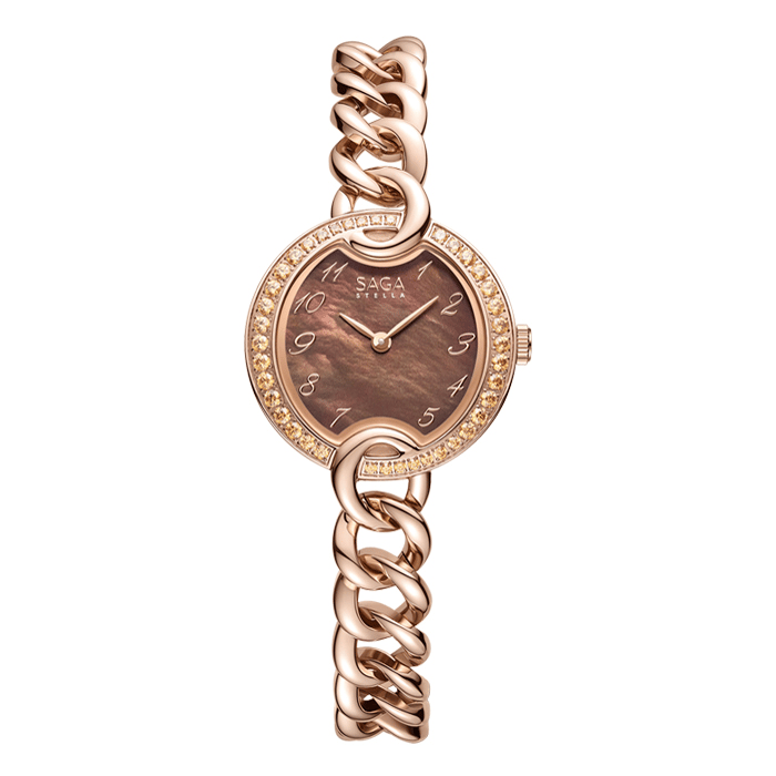 Saga Stella Champagne Watch, 30mm Stainless Steel Case, Ronda Swiss Made R751 Quartz Movement