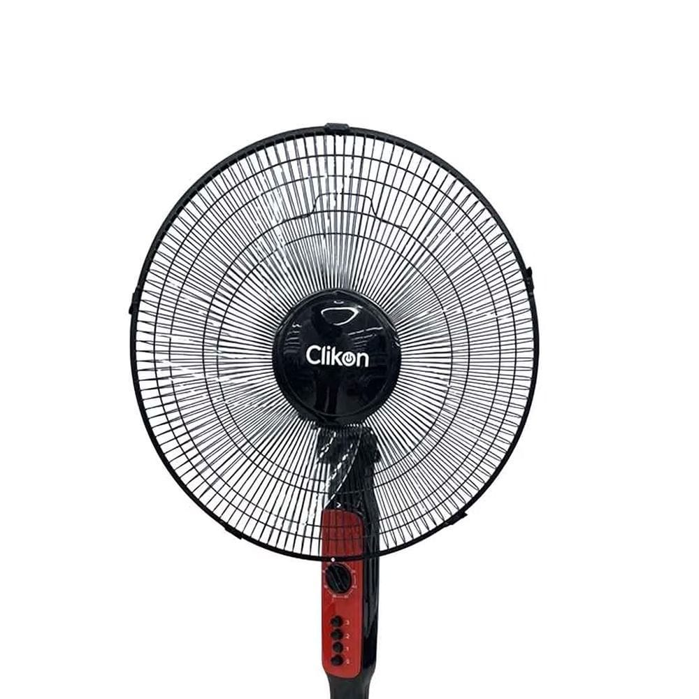 Clikon 16" Stand Fan, 45W, 3-Speed Control, Powerful Airflow, Adjustable Height, Wide-Angle Oscillation | Red/Black - CK2059