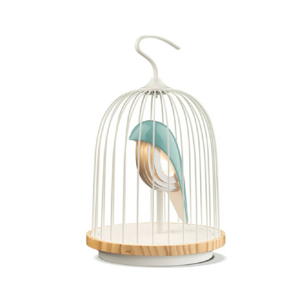 مكبر صوت بلوتوث Daqi Concept L'Oiseau Bleu، بتصميم طائر سيراميكي مصنوع يدويًا، وبطارية قابلة للشحن بسعة 4800 مللي أمبير، و25 ساعة من تشغيل الموسيقى والإضاءة، وقوة صوت 5 واط.