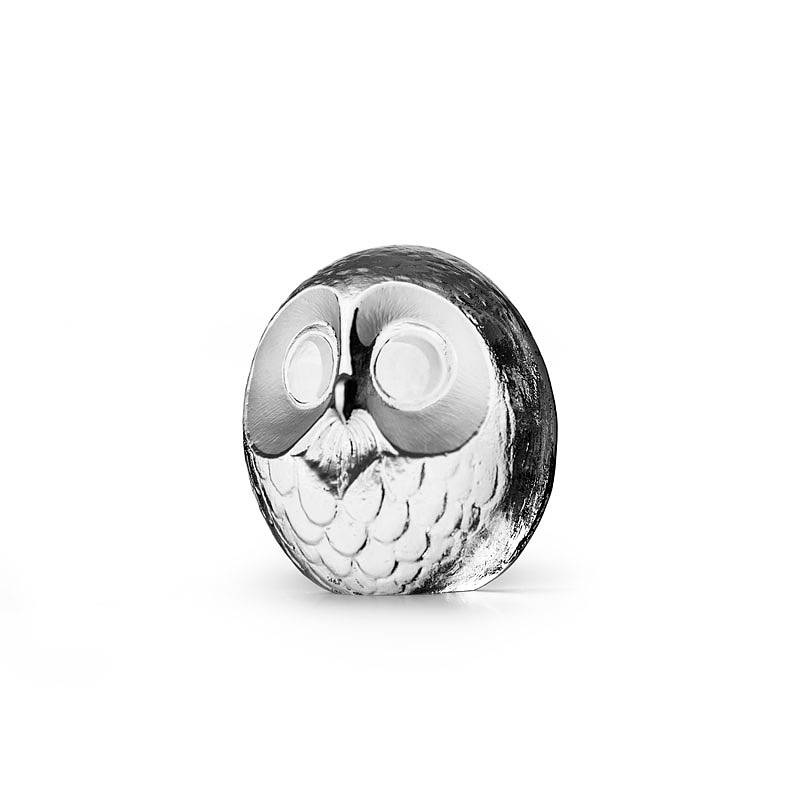 Maleras Owl Crystal Sculpture, Handcrafted Swedish Cast Crystal Figurine, Engraved & Sandblasted Design, Signed by Mats Jonasson