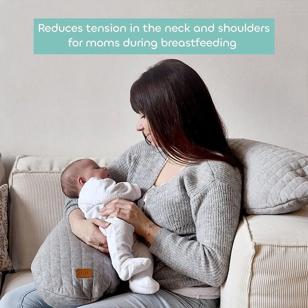 Beaba 170cm Large Maternity Nursing Pillow Pregnancy Breastfeeding Support Fleur de Coton Micro-Pearl Fill Heather Grey | 508172