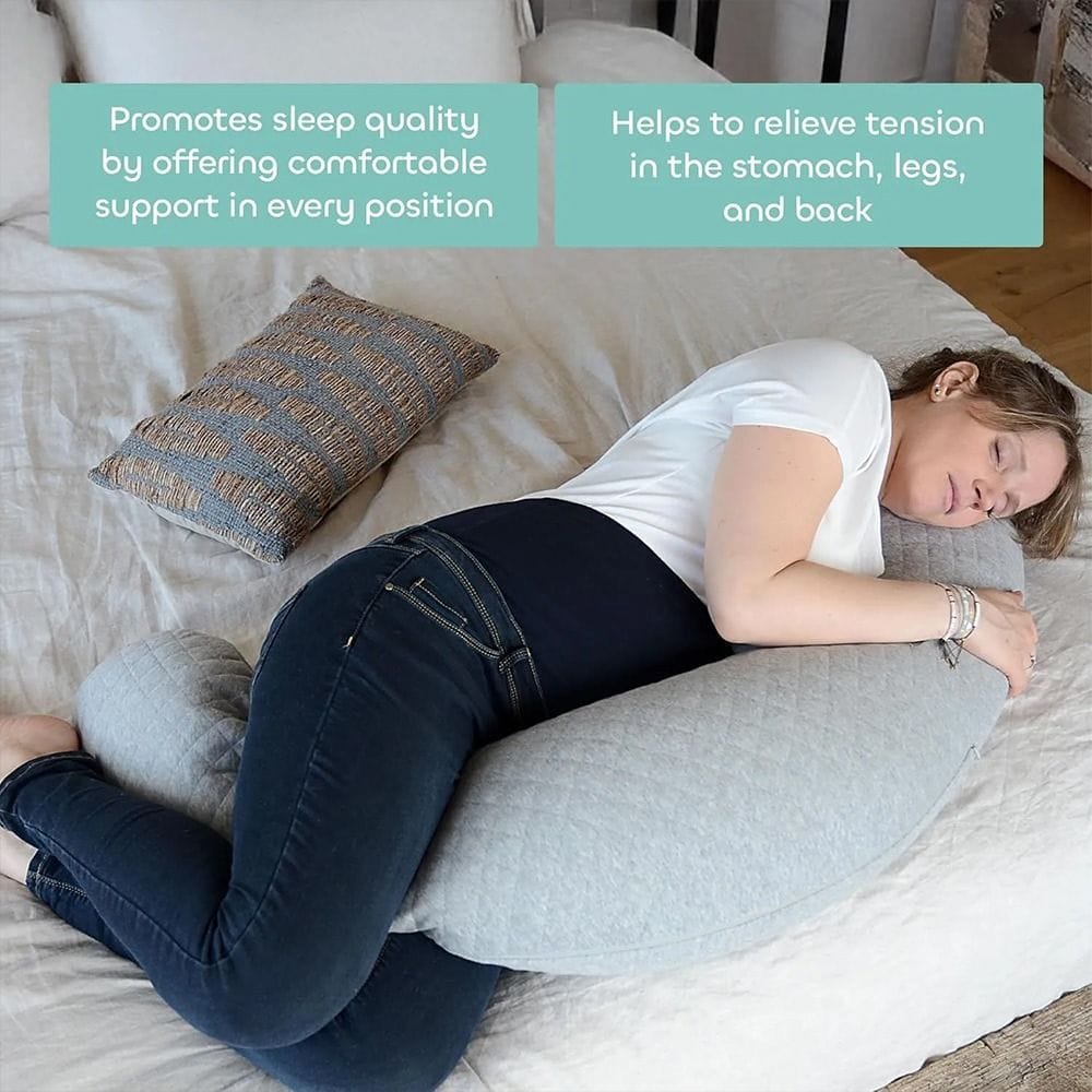 Beaba 170cm Large Maternity Nursing Pillow Pregnancy Breastfeeding Support Fleur de Coton Micro-Pearl Fill Heather Grey | 508172