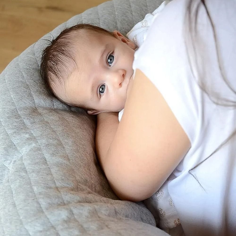 Beaba 170cm Large Maternity Nursing Pillow Pregnancy Breastfeeding Support Fleur de Coton Micro-Pearl Fill Heather Grey | 508172