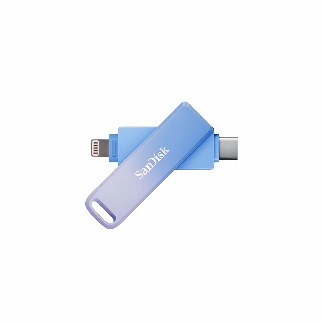 سانديسك كرييتور فون درايف سعة 128 جيجابايت مع موصلي USB Type-C ولايتنينغ، أزرق